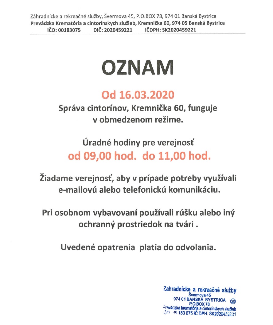 Obmedzený režim správy cintorínov